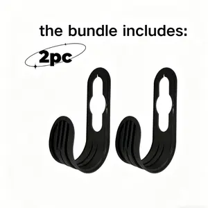 2-Pack Hooks - Black Color, Durable Design, Ideal for Hanging Items, 2 Pieces per Bundle