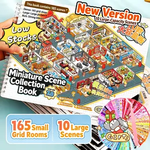 [Cubicles Themd Sticker Scene Book] 10 Super Large Scenes=165 little Grid Rooms, 10 Diverse Themes, Metal Tweezer & Extra Sticker Gifts, Super Thick and Durable Stickers, Stress Relief, Screen-Free Activity, Cozy Hobby, Girls Favorites, Puzzle Stickers