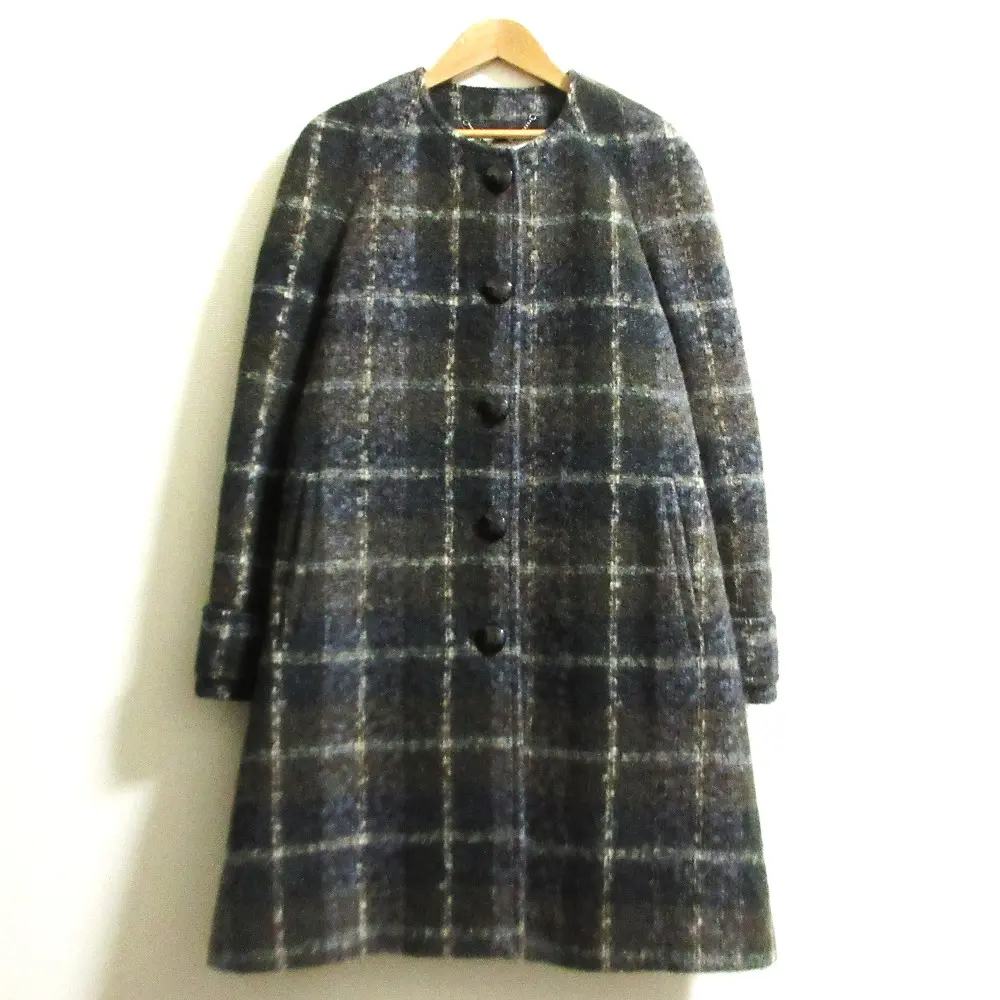 Pre-owned Stella McCartney Wool Small Leather Goods Check Mohair Coat