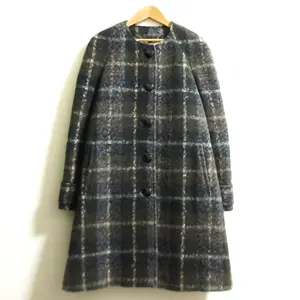 Pre-owned Stella McCartney Wool Small Leather Goods Check Mohair Coat