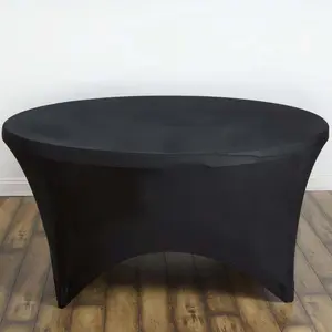 Stretch Spandex Round Tablecloth 5ft Black - Easy to Maintain Form-Fitting Table Cover