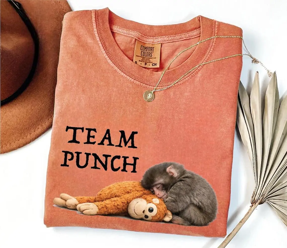 Team Punch Baby Monkey T-shirt – Viral Monkey Meme Sweatshirt – Funny Animal Fan Hoodie