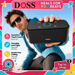 DOSS SoundBox Touch Wireless Bluetooth Speaker - 12W HD Sound, IPX5 Water Resistant, 20H Playtime, Touch Control, Handsfree Stereo, Rechargeable Micro USB Charging, Portable Audio for Smart Devices, Outdoor Use, Black fathersdaygift, Bluetooth Speakers, B