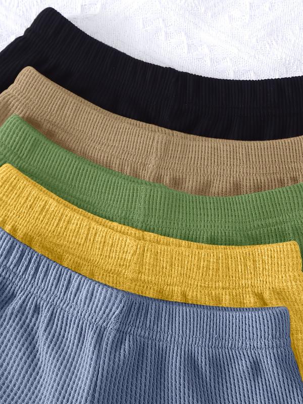 Boys' Casual Waffle Knit Short Sleeve Shorts Set, Soft Comfortable Plain Color, 10 Piece Set, Perfect for Daily Wear Boys' Casual Waffle Knit Short Sleeve Shorts Set, Soft Comfortable Plain Color, 10 Piece Set, Perfect for Daily Wear