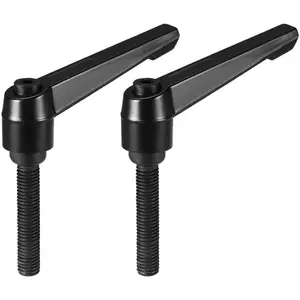 M10 x 40mm Adjustable Clamping Lever Push Button Ratchet Male Threaded Stud Knobs Locking Rotating Quick Release Screw Bolt Handle Black, 2pcs