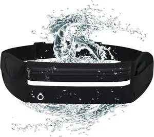 Running belt fanny pack, running waist bag for women and men—hands-free reflective runner pouch belt, fitness workout bag, no-bounce adjustable sports travel fanny pack with phone pocket