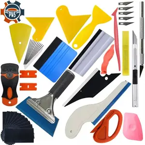 New Car Vinyl Tint Film Installation Tool Kit Rubber Scraper Magnetic Holder Wrapping Sticker Carving Knife with Spare Blades