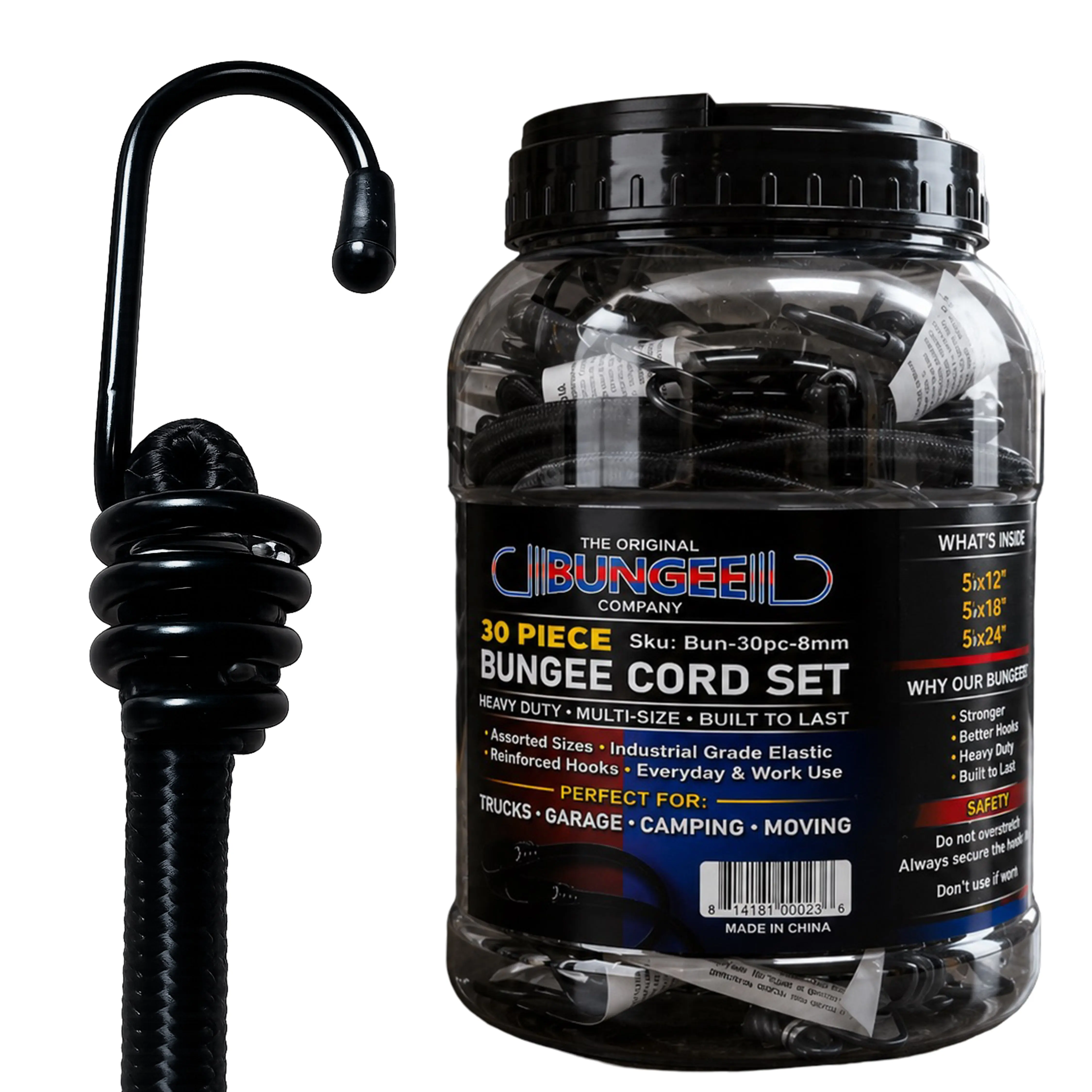 30-Piece Heavy Duty Bungee Cord Kit Assortment