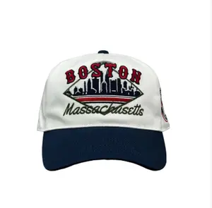 Boston Massachusetts Baseball Cap – Embroidered Skyline Design, Unisex Classic Travel Baseball Cap, Navy White