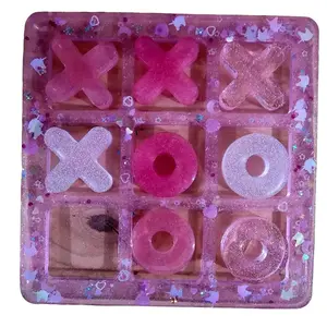 Pink Unicorn Tic Tac Toe resin epoxy game board