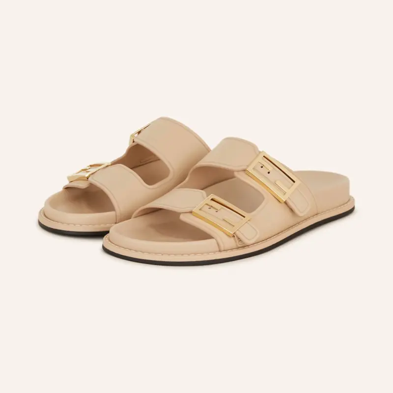 Fendi Leather Sandals Feel Beige Size 37