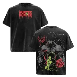 Gon Freecss T-Shirt Hunter x Hunter Graphic Anime Tee Oversized Acid Washed Soft Cotton Shirt Anime Streetwear Casual Menswear Unisex Summer Clothing Gift for Anime Fans，Hunter x Hunter anime merchandise