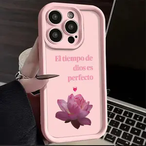 Elegant Lotus Design Phone Shell El Tiempo De Dios Es Perfecto for iPhone Samsung 17Pro Max Air 16 15Plus 14 13 12 11 X XS iPhone case GalaxyS26 S25 S24 S23 S22 A54 A53 A52 Luxury Matte Texture Religious Birthday Gift For Her