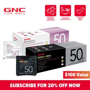 Golden Wellness Bundle: GNC Women & Mega Men's 50+ Vitapak, 5-in-1 Multivitamin Pack, Energy Production, Menopause & Prostate Support, Cardiovascular, Joints, Bone Health Support, Dietary Supplement