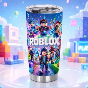 Roblox Tumbler 20oz, Cartoon Roblox Characters Stainless Steel Vacuum Insulated Travel Cup, Roblox Gaming Aesthetic Drinkware, Viral TikTok Roblox Gift, Leakproof Insulated Tumbler