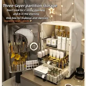 Large Capacity Desktop Cosmetic Organizer Box, Makeup Tool Organizer, Multi-Layer Makeup Storage Cabinet with Transparent Door Design, Suitable for All Holidays