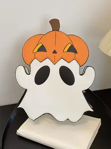 Halloween fun crossbody bag, pumpkin ghost cartoon shape shoulder bag, fashionable   personality funny cute small shoulder bag, holiday street eye-catching cute accessories bag, suitable for participating in events and parties, etc.