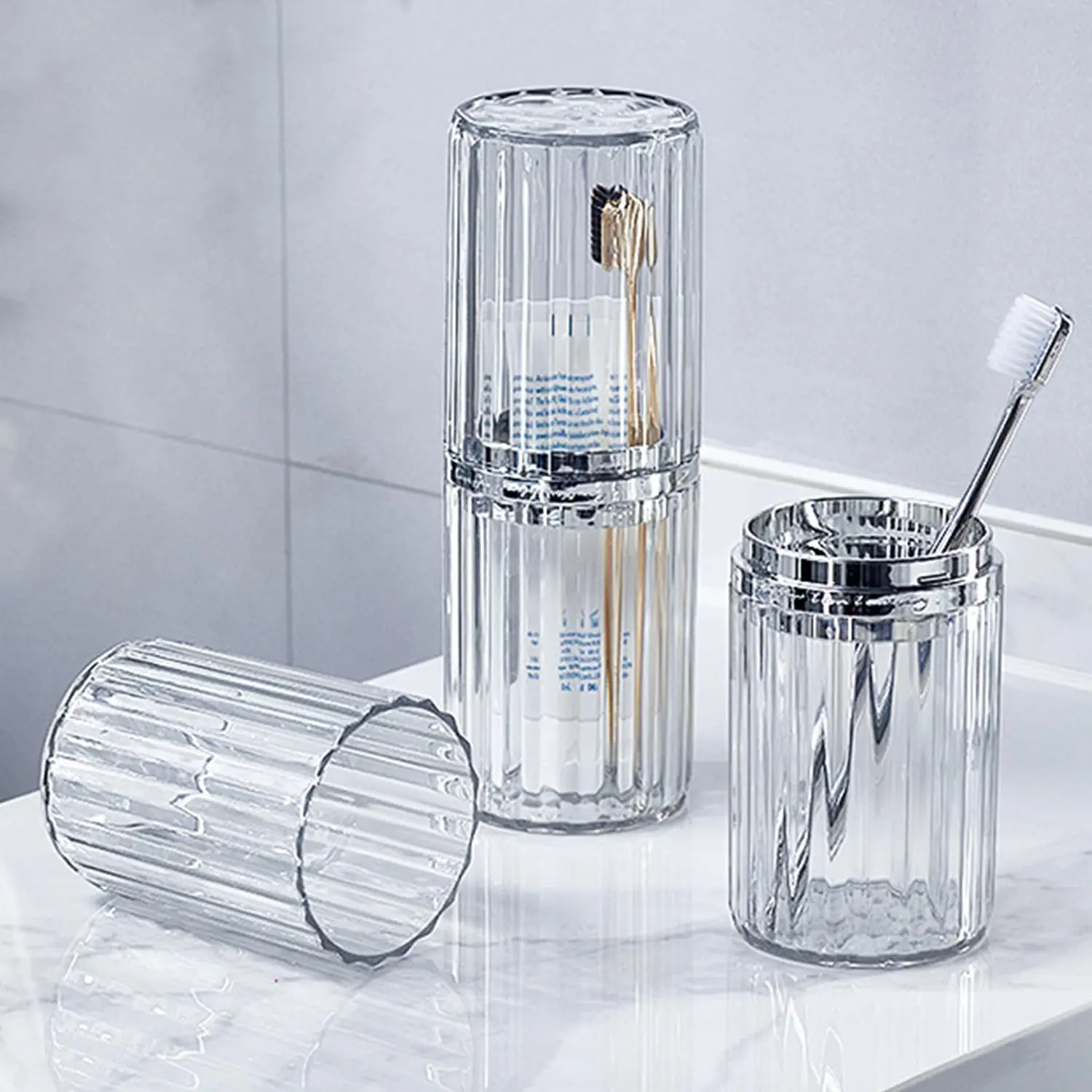Toothbrush Travel Case Portable Travel Toothbrush Holder, Large Travel Toothbrush Cup, Travel Toothpaste Container for School Camping Business Trip Bathroom