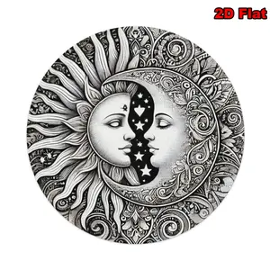 2D Flat,1pc 8-inch Moon & Sun Iron Metal Wall Art Plaque, Intricate Detail, Ideal for Indoor/Outdoor, Home, Garden, Porch Decor, Perfect Birthday, Christmas, Thanksgiving Gift, Art Supplies, Crafts, Sewing Accessories