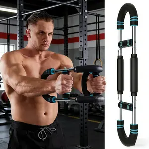 U-Shaped Adjustable Arm Trainer with 60-110lbs resistance, soft foam grip for comfort. Targets biceps, forearms, chest, shoulders and inner thighs. No installation needed, unisex for home use, high cost-performance multi-task training tool