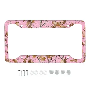 Hunter Camouflage License Plate Frame Set with Screws, Plate Letters Fully Visible, Universal Auto Decorative Protector Durable Non Slip