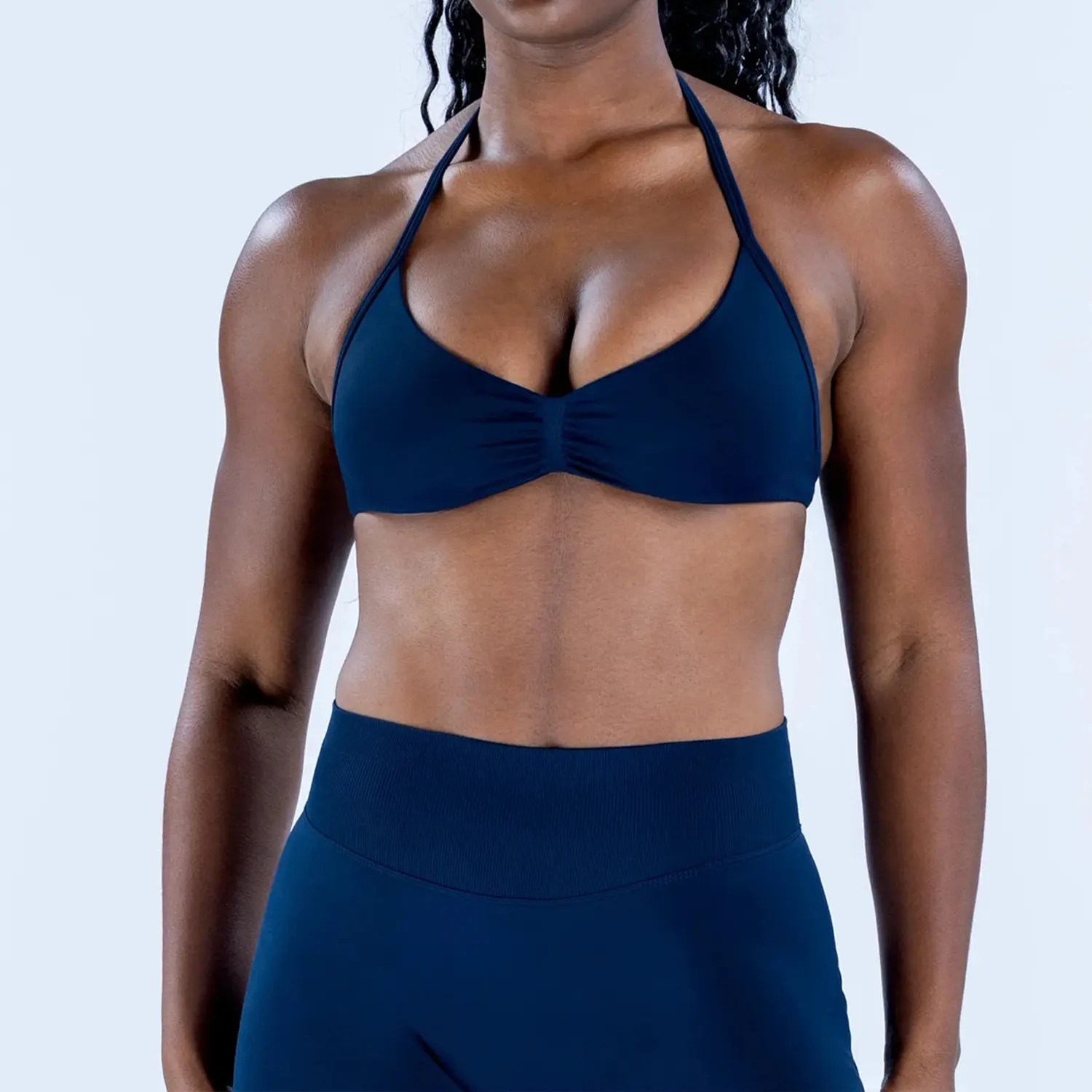 DFYNE halter neck bra with backless design and hip-lifting shorts are highly elastic and won't dig into your skin. They're versatile enough for both workouts and everyday wear. DFYNE halter neck bra with backless design and hip-lifting shorts are highly elastic and won't dig into your skin. They're versatile enough for both workouts and everyday wear.