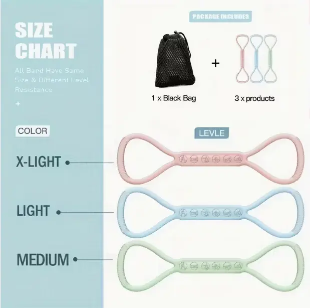 3 Pack Silicone Resistance Bands, Non-Slip Medium Tension Workout Bands for Yoga Pilates Strength Training, Home Gym Travel Exercise Equipment for Men Women