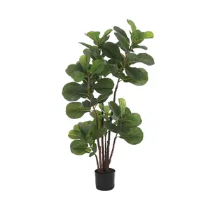 Garvee 4 Ft Artificial Fiddle Leaf Fig Tree with 72 Lifelike Leaves in Decorative Pot – Realistic Faux Ficus Lyrata for Stylish Home, Office, and Bedroom Decor