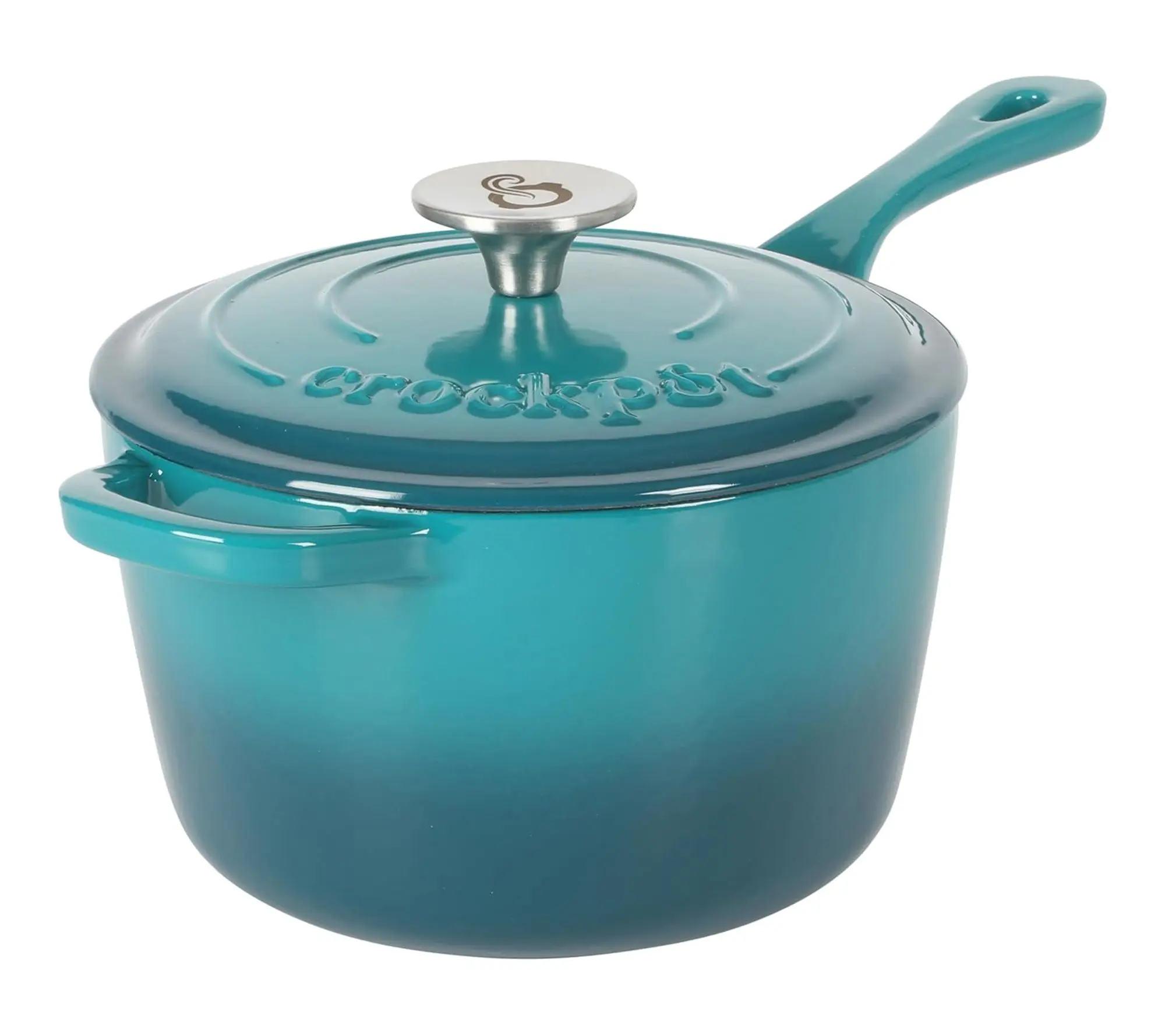 Crock-Pot Artisan 3qt Enameled Saucepan with Lid Teal Silver Crock-Pot Artisan 3qt Enameled Saucepan with Lid Teal Silver