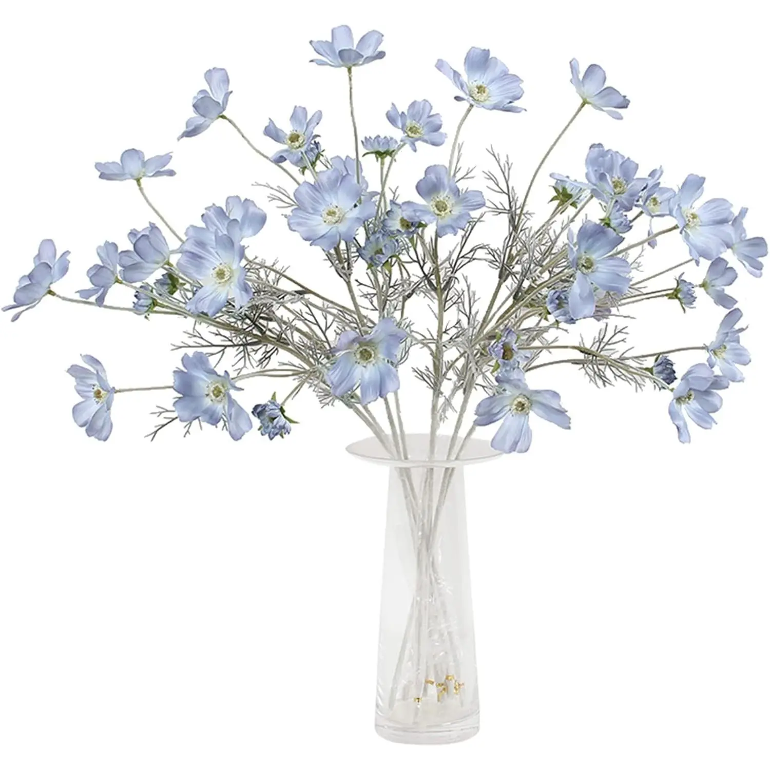 3-Piece 23.6 in Light Blue Silk Cosmos Realistic Decorative Artificial Bouquet, Plastic Custom Floral Decor Ornament for Home Decor, Business Party Centerpieces