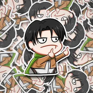 A O T Levi Ackerman Anime Funny Sticker Kiss-Cut Vinyl Decal | Anime Gifts | Anime Stickers for Car Windows, Laptops, Water Bottles