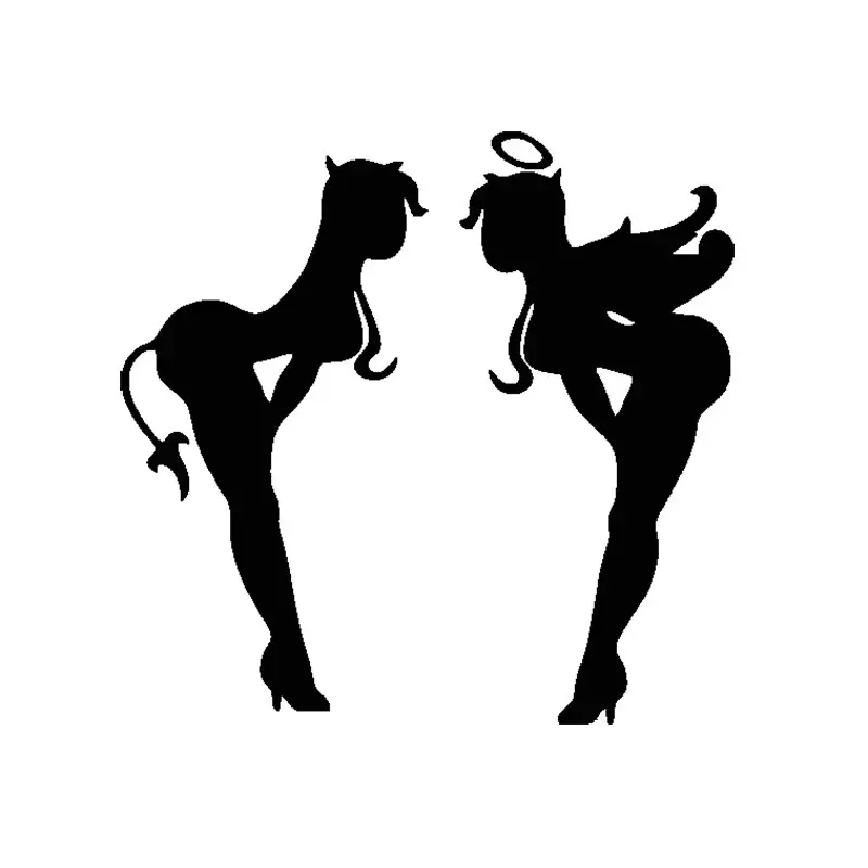 Angel Demon Cartoon Vinyl Car Stickers - Universal Automotive Decals, Stylish Merch, Cute Unique Vehicle Decoration, Bumper Window Scratch Cover Exterior Accessories, Funny Car Stickers, Car Accessories