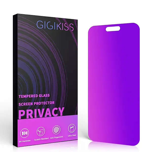 Compatible for iPhone 15 Privacy Screen Protector 6.1 Inch, Purple Gradient Anti Spy Anti Blue Light HD Screen Protector Tempered Glass Easy Installation