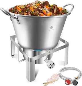 ARC Stainless Steel Mexican Cazo Para Carnitas With 55,000BTU Propane Burner Camping Stove,Outdoor Gas Stove Burner Cooker for Cooking for Turkey Fry,Homebrewing,Seafood Boiling (SS3820S)