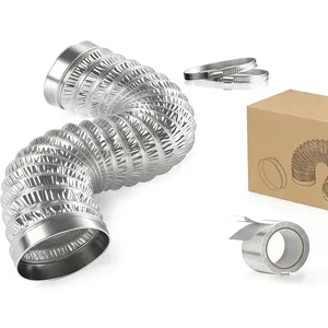 Third Gen Heavy Duty 4" Flexible  Dryer Vent Hose 3 FT - 6-Ply Extra Thick Duct Kit with 2 Special Clamps & Tape, Universal Connector for HVAC/ Heater/Fog Machine