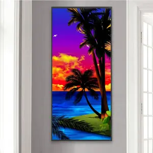 Tropical Beach Pattern DIY Diamond Arts Colorful Painting Kit without Frame, 5D Diamond Arts Colorful Painting Kit, Wall Art Decor for Home Living Room Bedroom