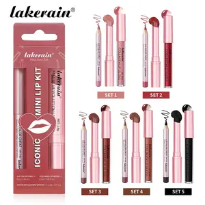 Long-Lasting Waterproof Lip Kit, High-Pigment Matte Lipstick, Lip Liner & Collagen Liquid Lip Gloss, All-in-One Lightweight Long-Wear Lip Tint Set, Makeup
