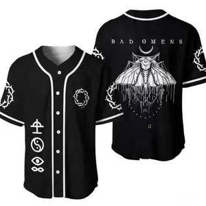 Bad Omens Moth Baseball Jersey – Dark Aesthetic Band Shirt, Unisex Button Up Streetwear