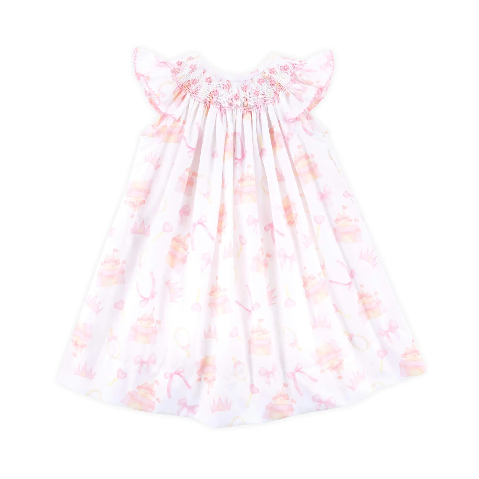 Princess Magic Smocked Angel Sleeve Dress - Fairytale Print Outfit for Girls