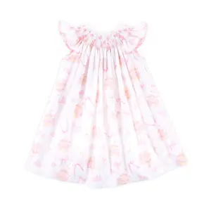 Princess Magic Smocked Angel Sleeve Dress - Fairytale Print Outfit for Girls