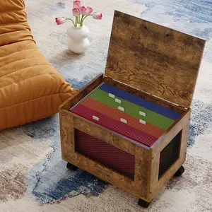 Small File Cabinet Cart Under Desk, Rolling Filing Cabinet for Home Office, Hanging File Organizer Box on Wheels, Mobile Decorative Document Storage Basket for Letter & Legal Size