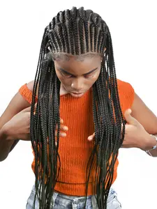 DOSAY 36 Inch Jumbo Twist Braids Lace Wig Full Lace Cornrow Braided Wig For Women Synthetic Knotless Box Braided Wig For Everyday Use Natural Look