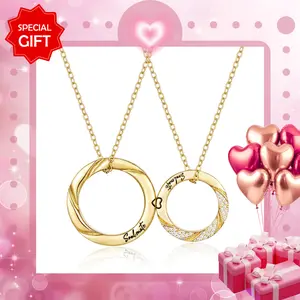 KISSYAN Round Couple Necklace,Creative Love Magnet Rotating Couple Necklace Valentine's Day Necklace Jewelry