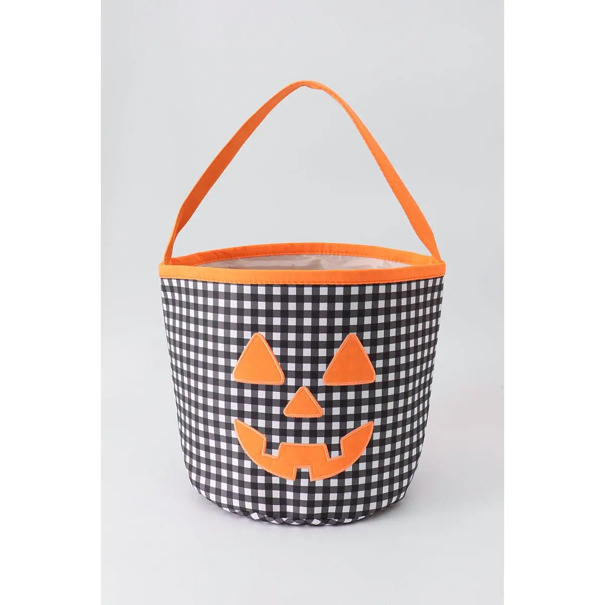 Black Pumpkin Applique Gingham Basket