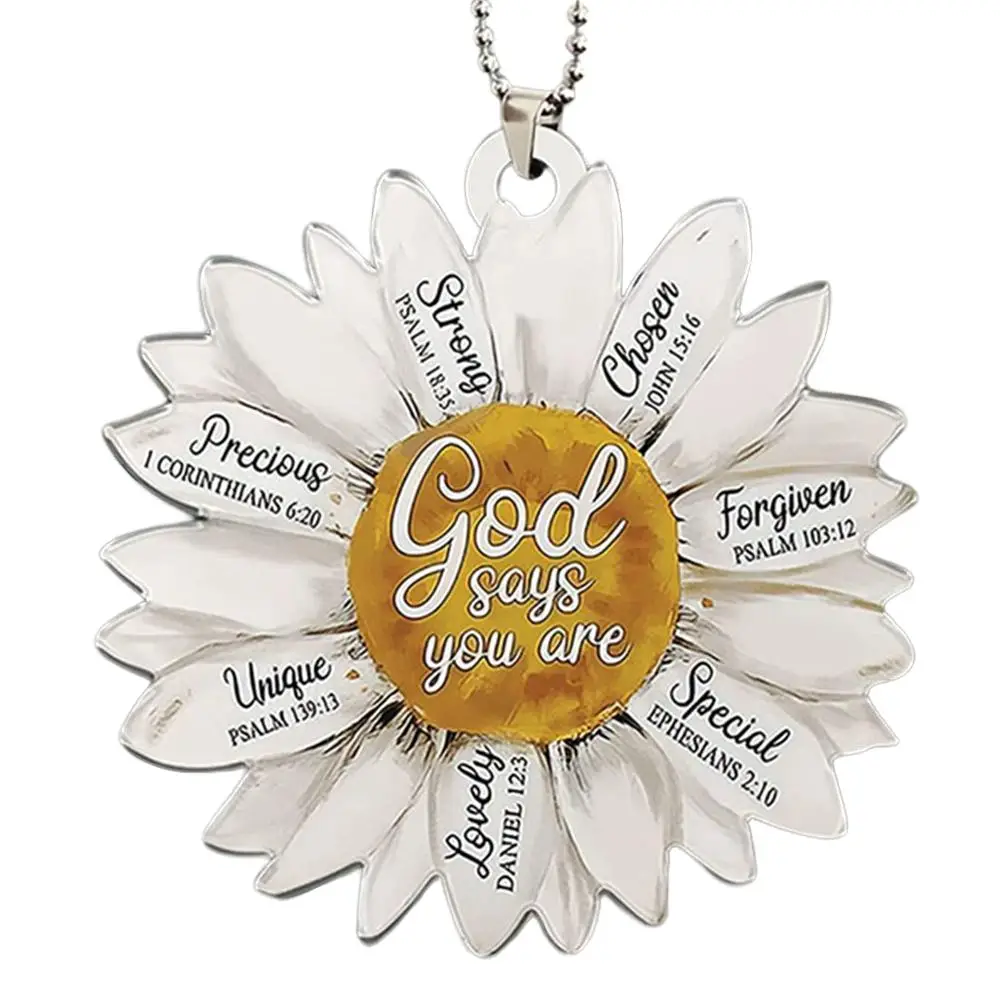 Sunflower Design Car Rearview Mirror Hanging Ornament, Car Rearview Mirror Hanging Decoration, Cute Car Accessories for Women & Girls