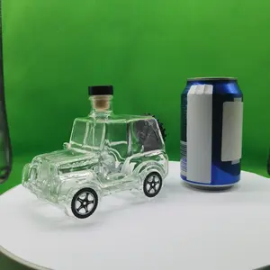 Handmade Off-Road Car Shape Glass Bottle, Creative Home Sealed High-Quality Glass Craft, Specialized Wine Bottle, 380ML, 1pc