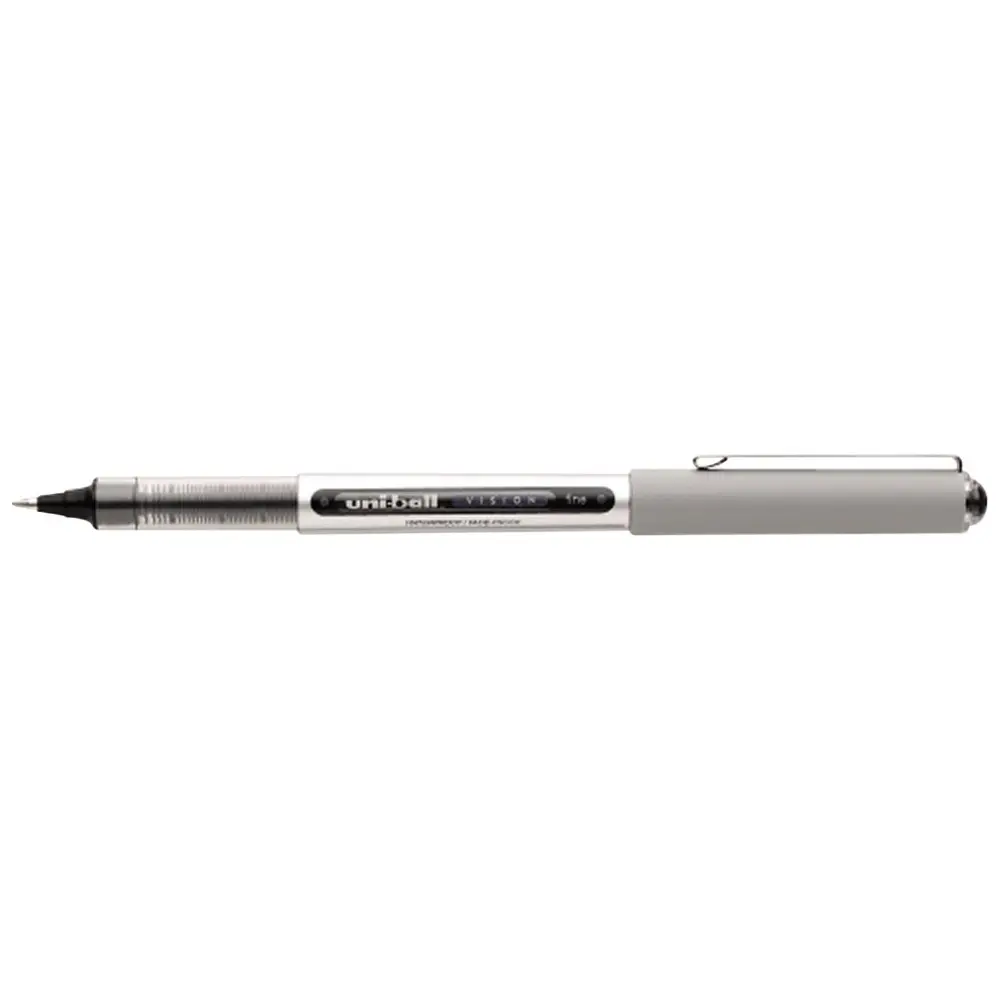 Uni-ball Vision Black Fine Point Stainless Tip Liquid Rollerball Pen - 0.7mm, Acid-Free, Waterproof Office Stationery (Archival Ink Pens & Refills Compatible)