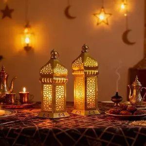 Moroccan Iron Candle Holder Lantern Lamp, Vintage Patina Craft Home Decor, Ramadan Arabic Style Light Fixture, Universal Setting, Vintage Candle Stand