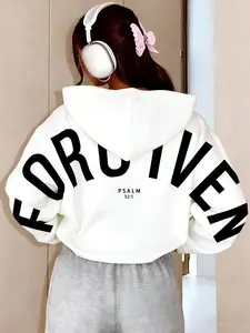Women’s Christian Forgiven Hoodie, Oversized Pullover Top, Psalm 32_1 Back Print, Casual Fitted Style for Fall & Winter