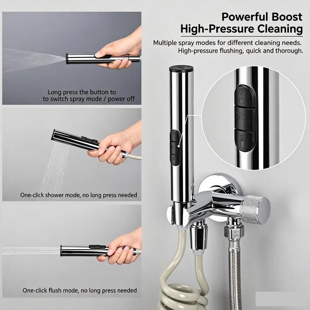 Fengshang - Toilet Companion, Feminine Wash Basin, Handheld Boosting Shower Head, Toilet High-Pressure Cleaner (Exposed Installation)